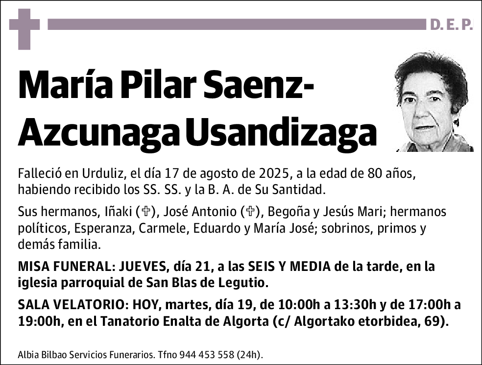 María Pilar Saenz-Azcunaga Usandizaga