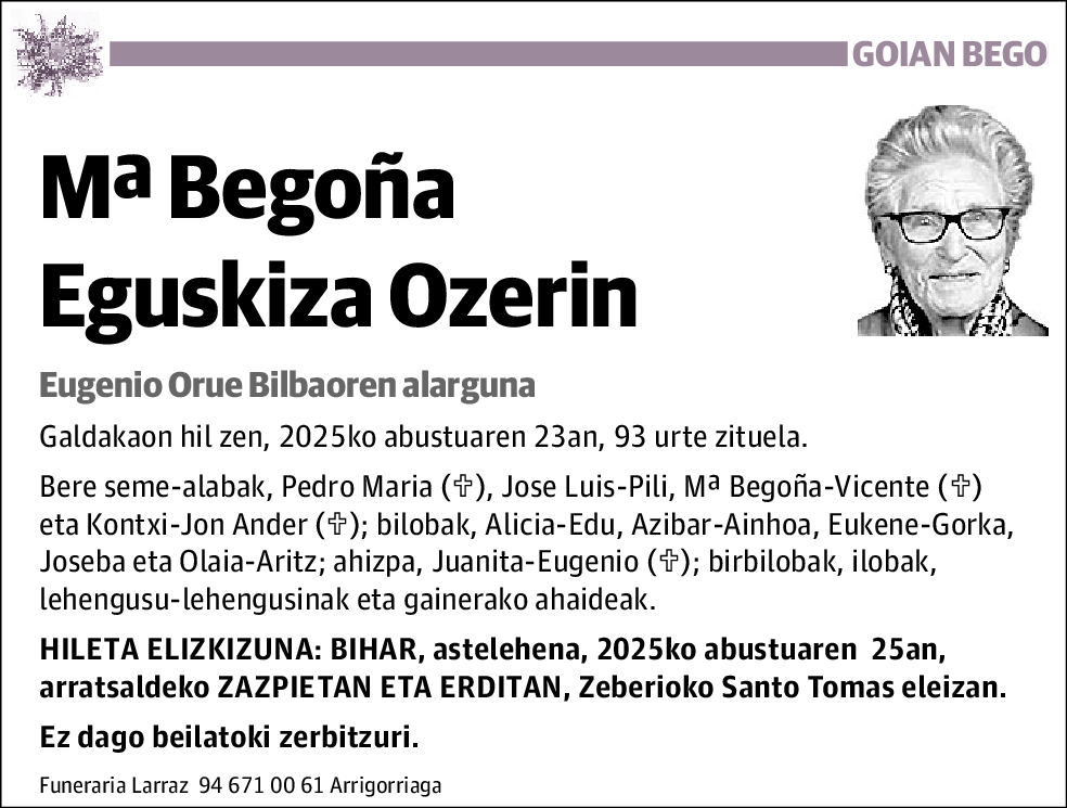 Maria Begoña Eguzquiza Ocerin