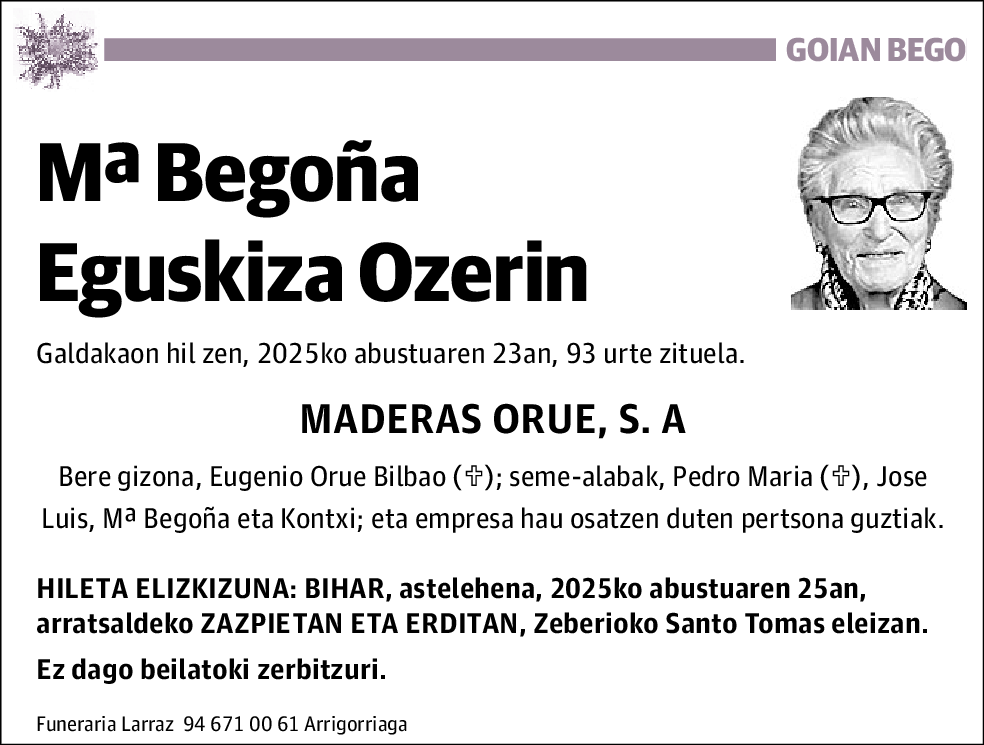 Mª Begoña Eguskiza Ozerin
