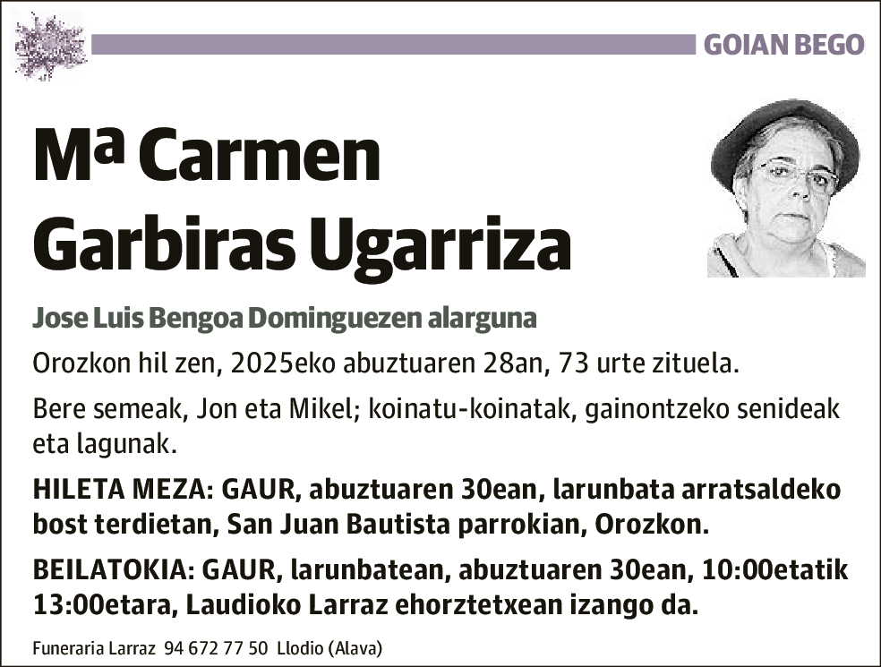Mª Carmen Garbiras Ugarriza