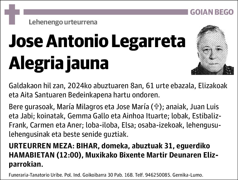 Jose Antonio Legarreta Alegria
