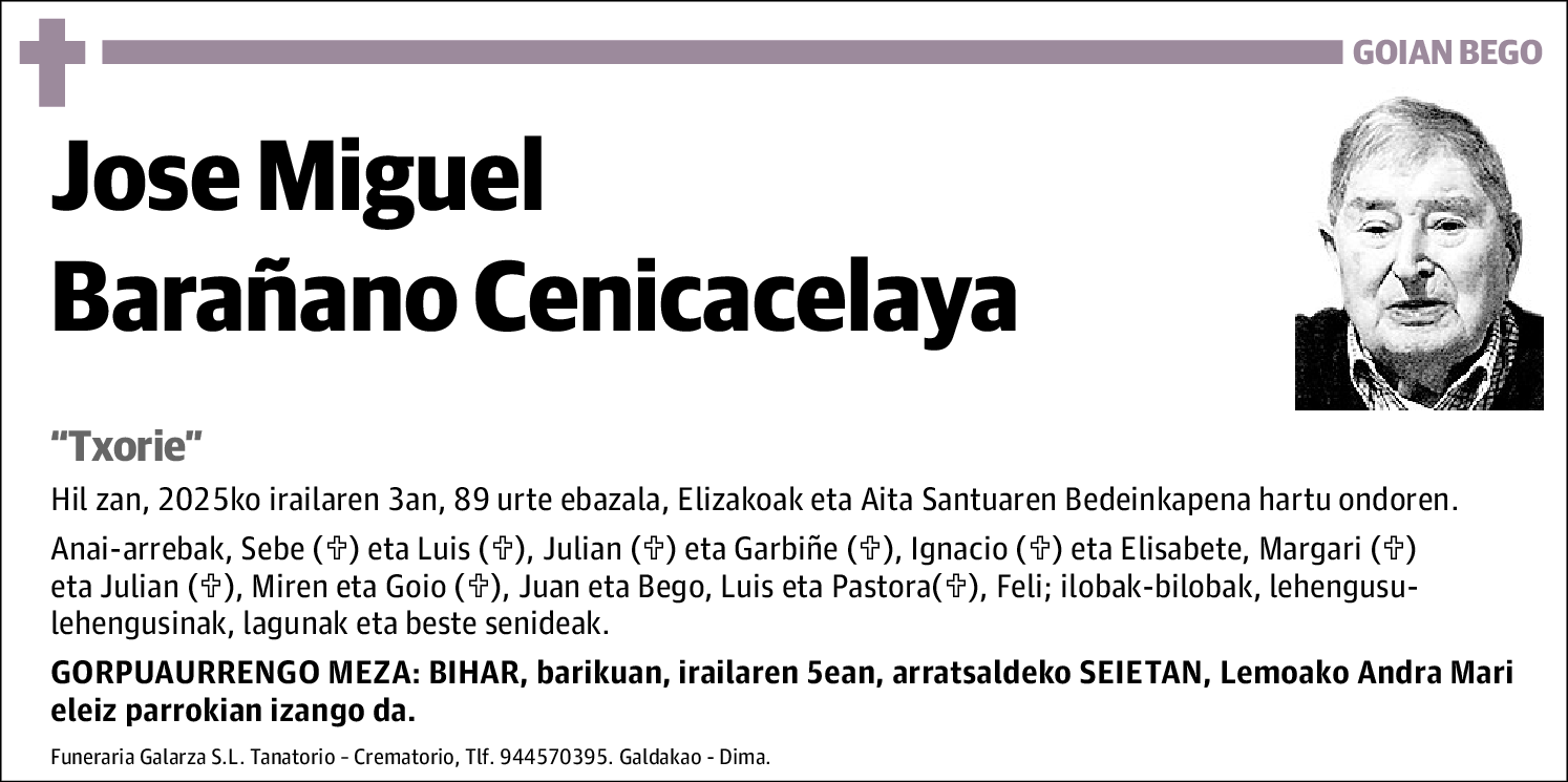 Jose Miguel Barañano Cenicacelaya