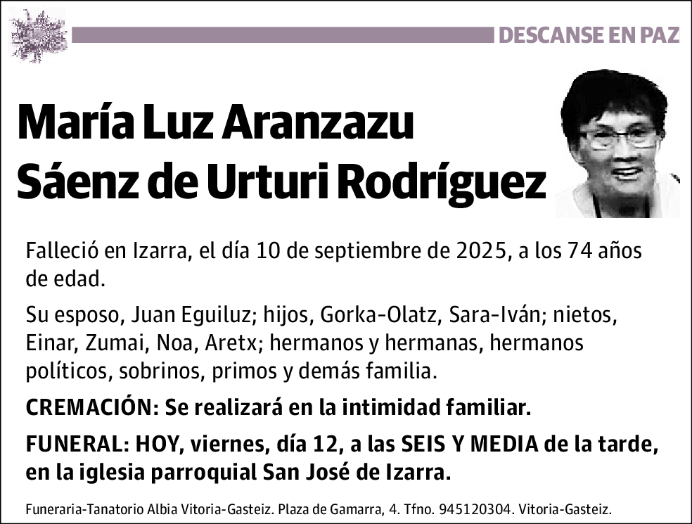 María Luz Aranzazu Sáenz de Urturi Rodríguez