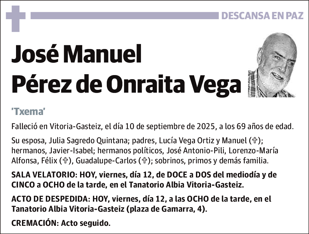 José Manuel Pérez de Onraita Vega