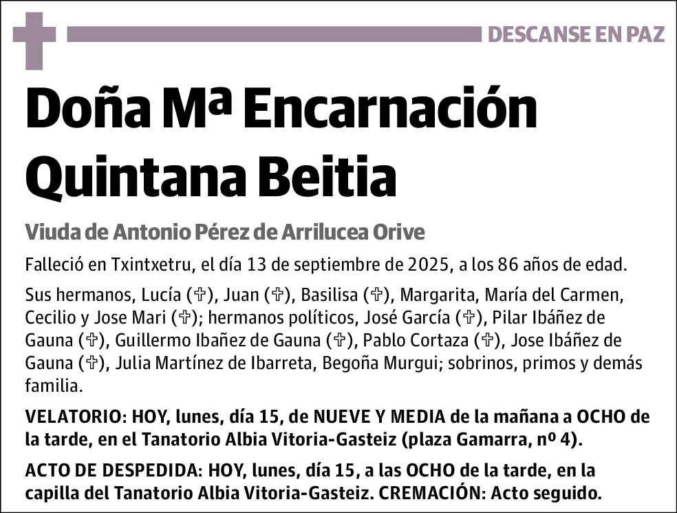 Mª Encarnación Quintana Beitia