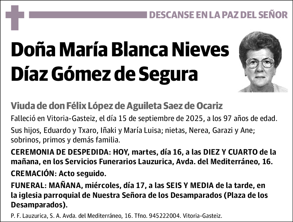 María Blanca Nieves Díaz Gómez de Segura