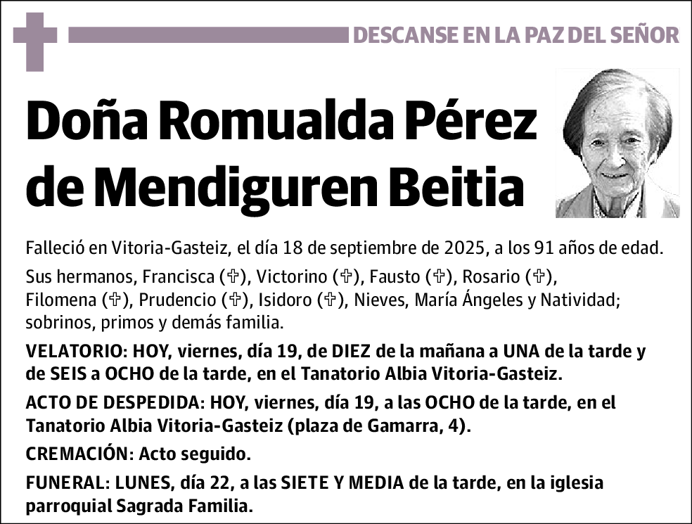 Romualda Pérez de Mendiguren Beitia
