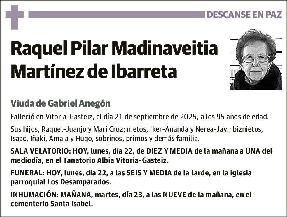Raquel Pilar Madinaveitia Martínez De Ibarreta