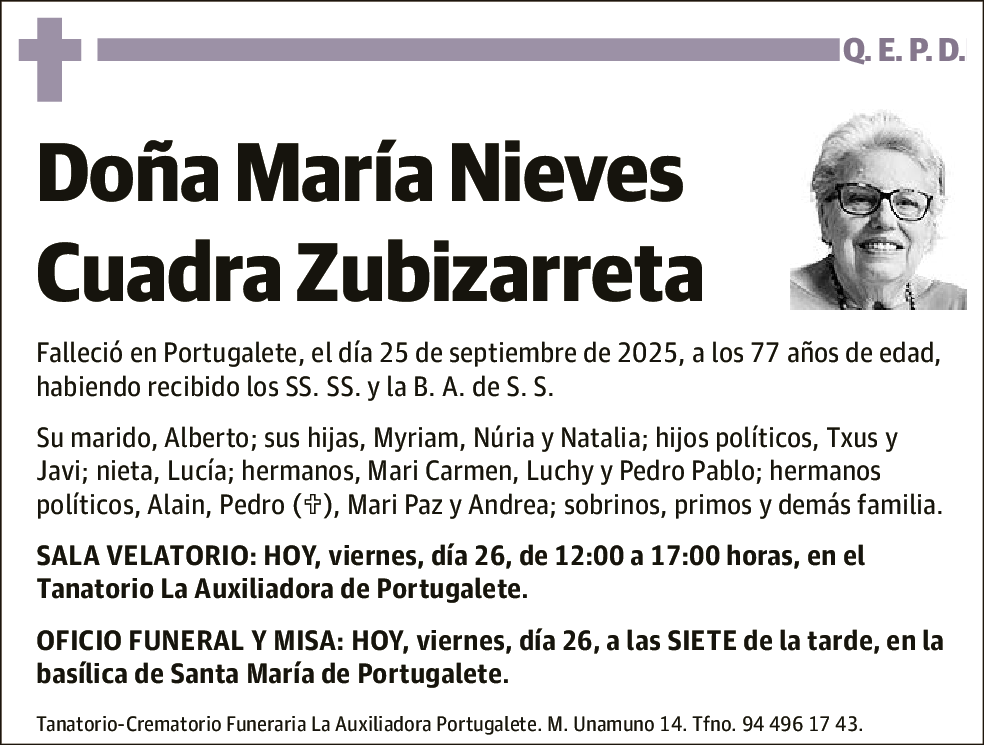 María Nieves Cuadra Zubizarreta