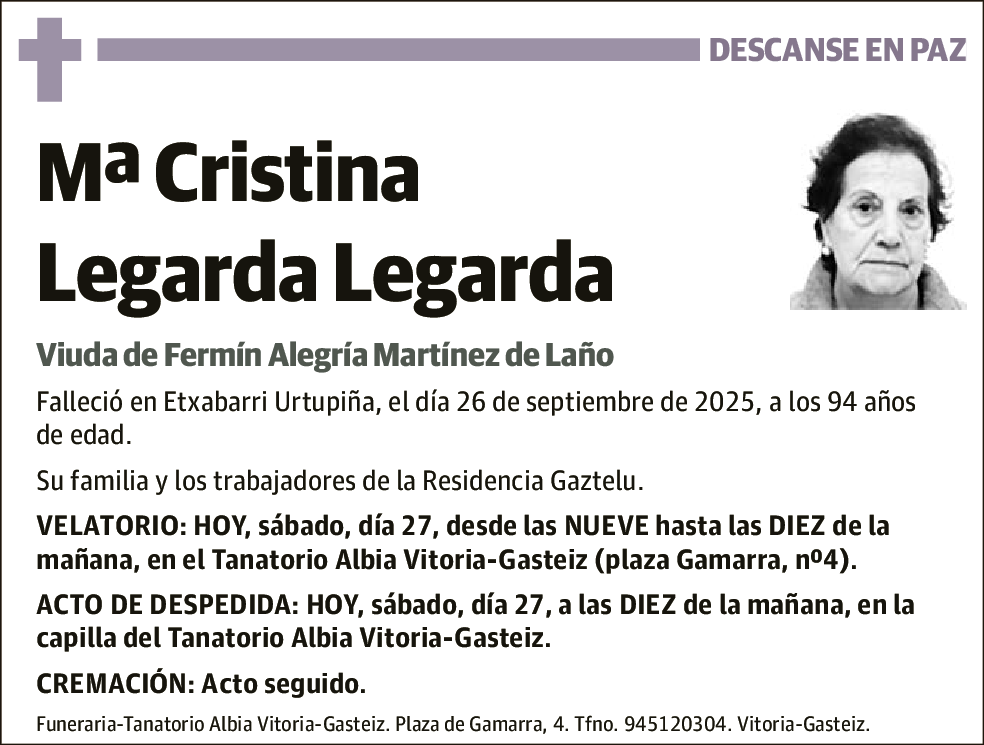 Mª Cristina Legarda Legarda