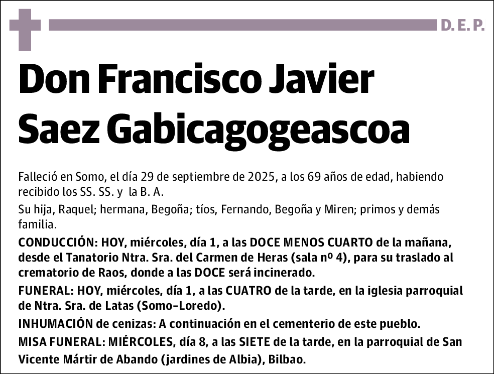 Francisco Javier Saez Gabicagogeascoa