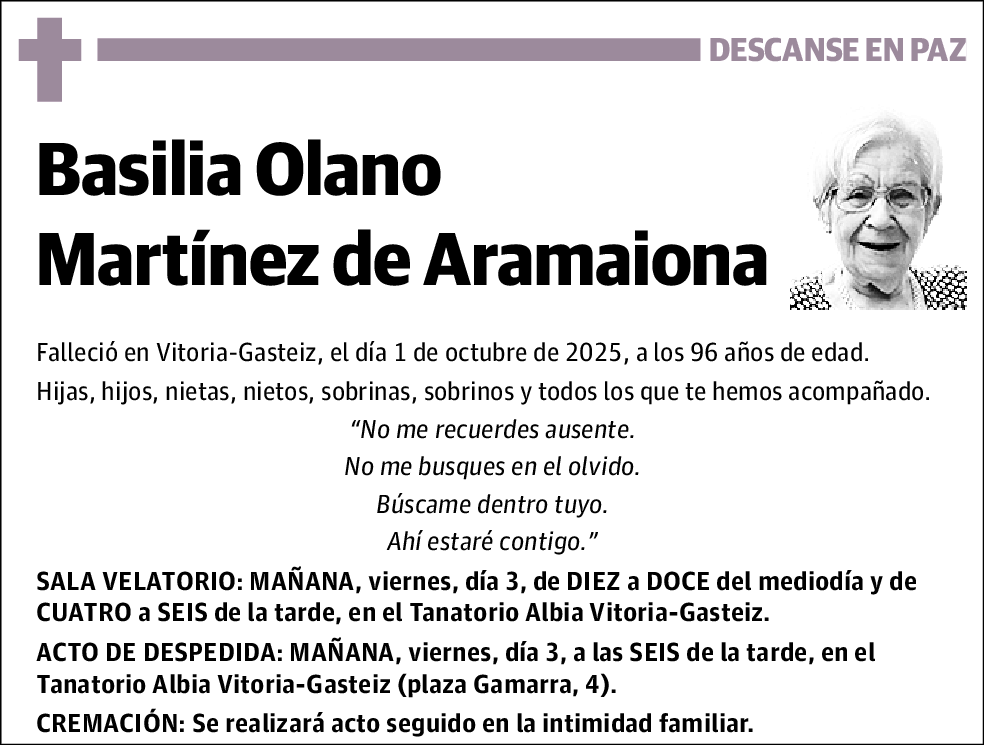 Basilia Olano Martínez de Aramaiona