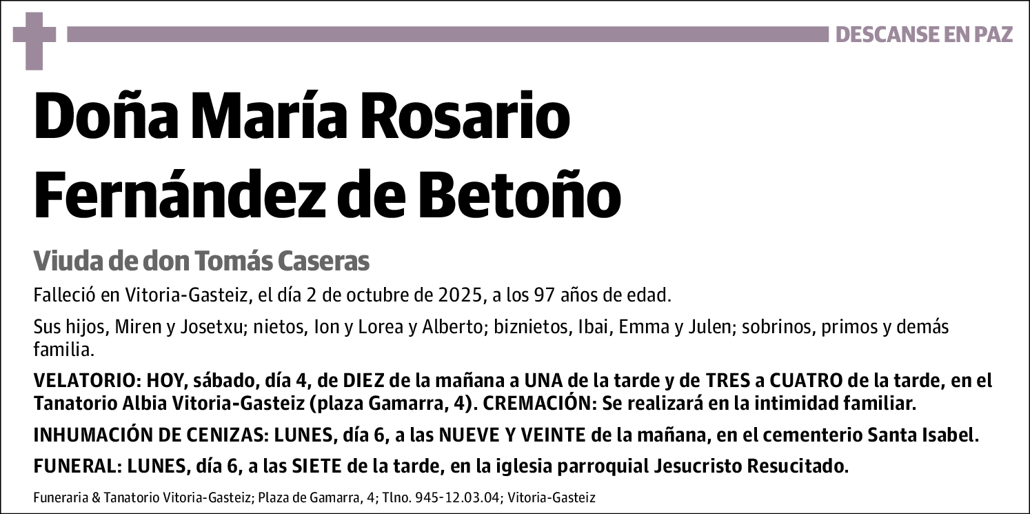 María Rosario Ferández de Betoño Fernández