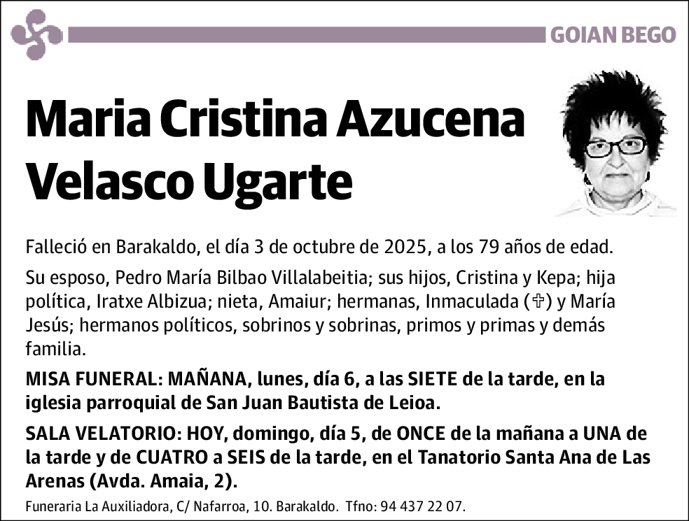 María Cristina Azucena Velasco Ugarte