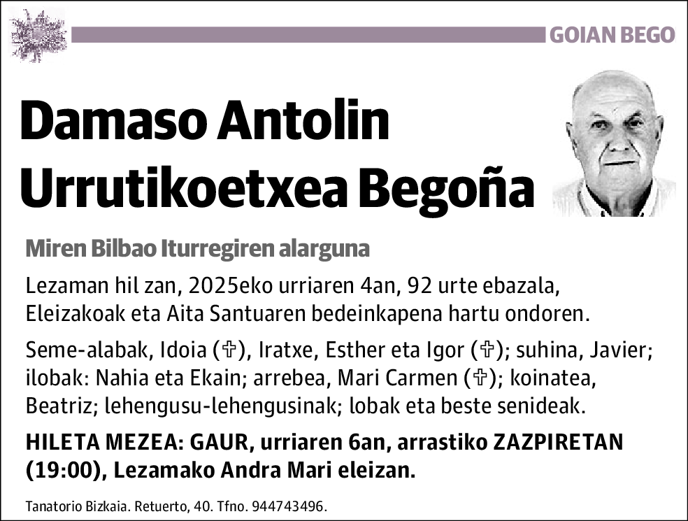 Damaso Antolin Urrutikoetxea Begoña