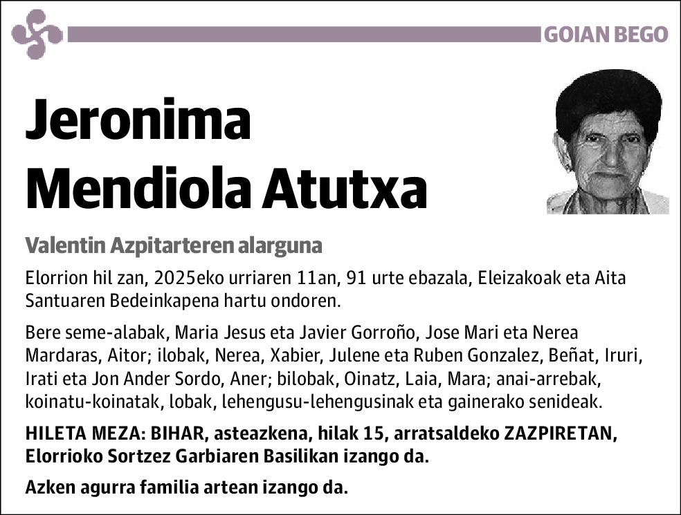 Jeronima Mendiola Atutxa