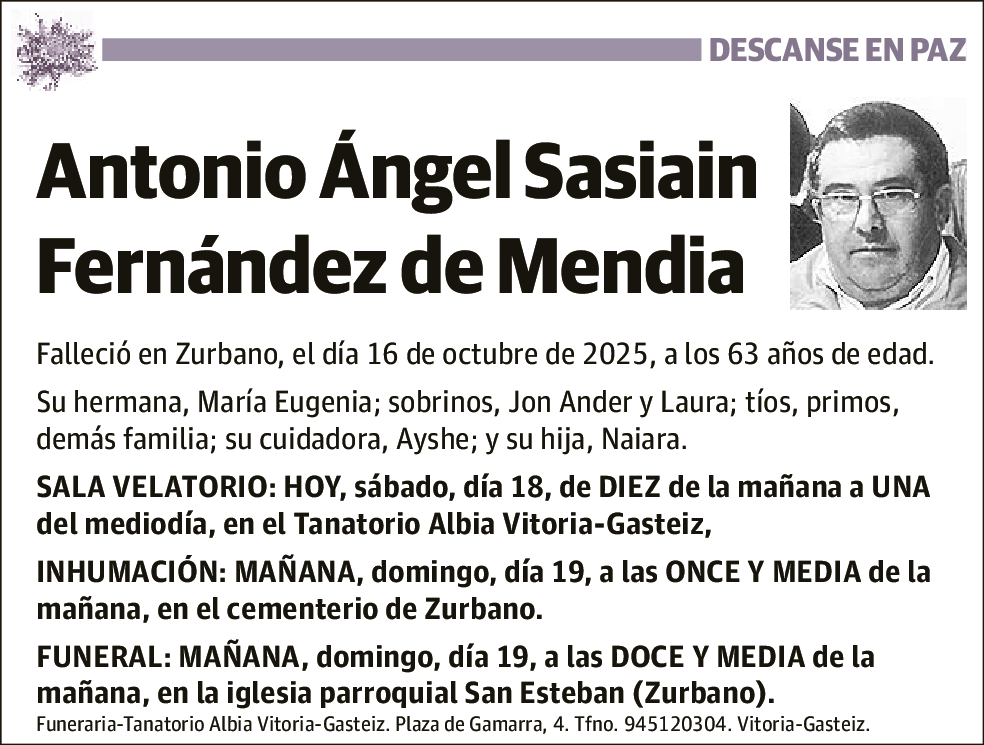 Antonio Ángel Sasiain Fernández de Mendia
