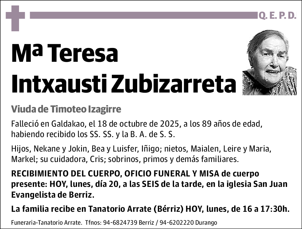 Mª Teresa Intxausti Zubizarreta