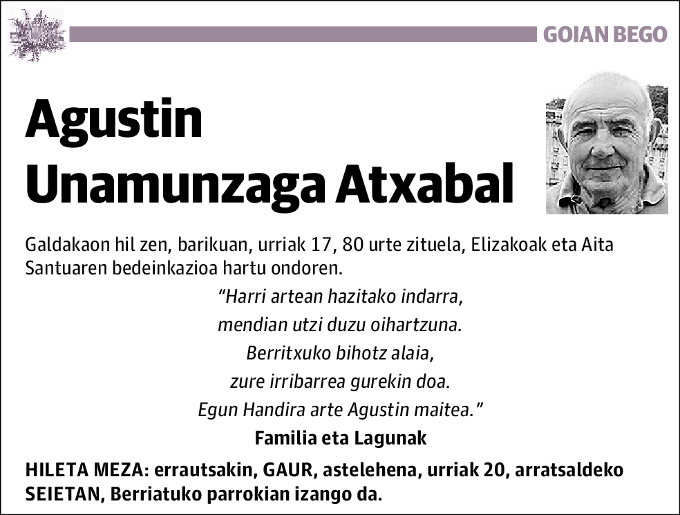 Agustin Unamunzaga Atxabal