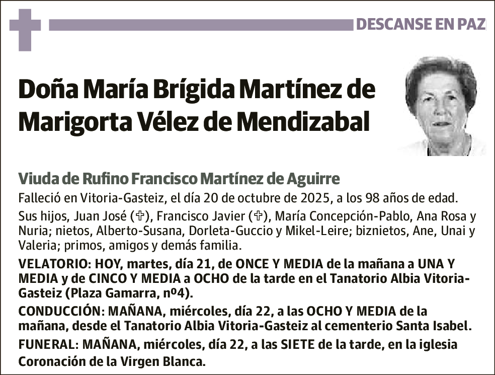 María Brigida Vélez de Mendizabal Martínez de Marigorta