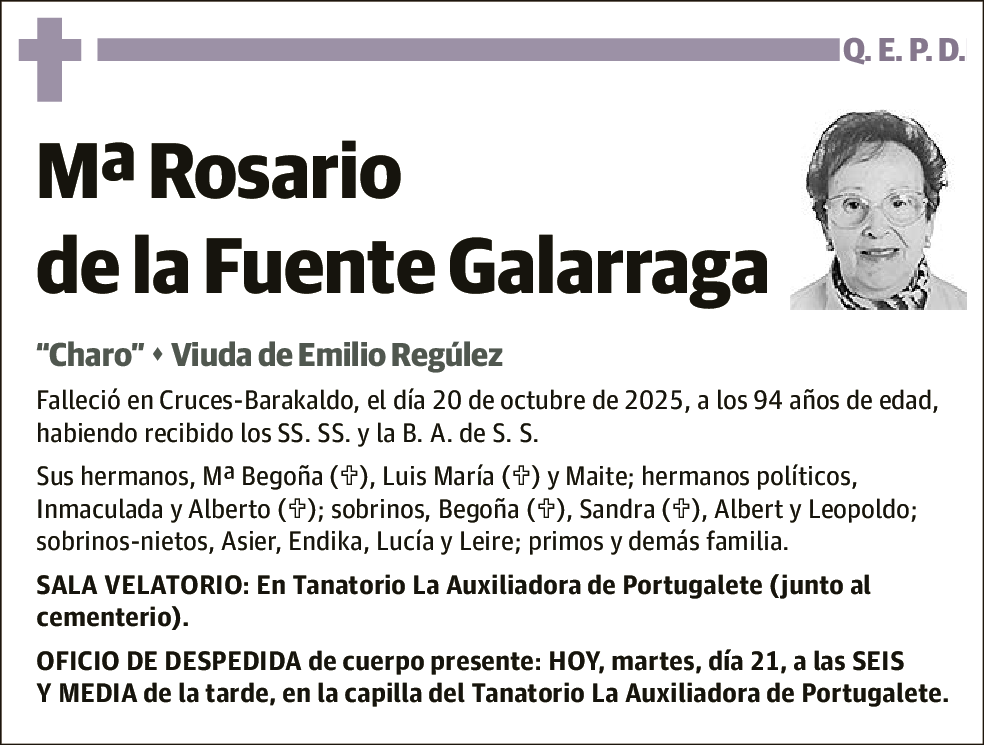 Mª Rosario de la Fuente Galarraga