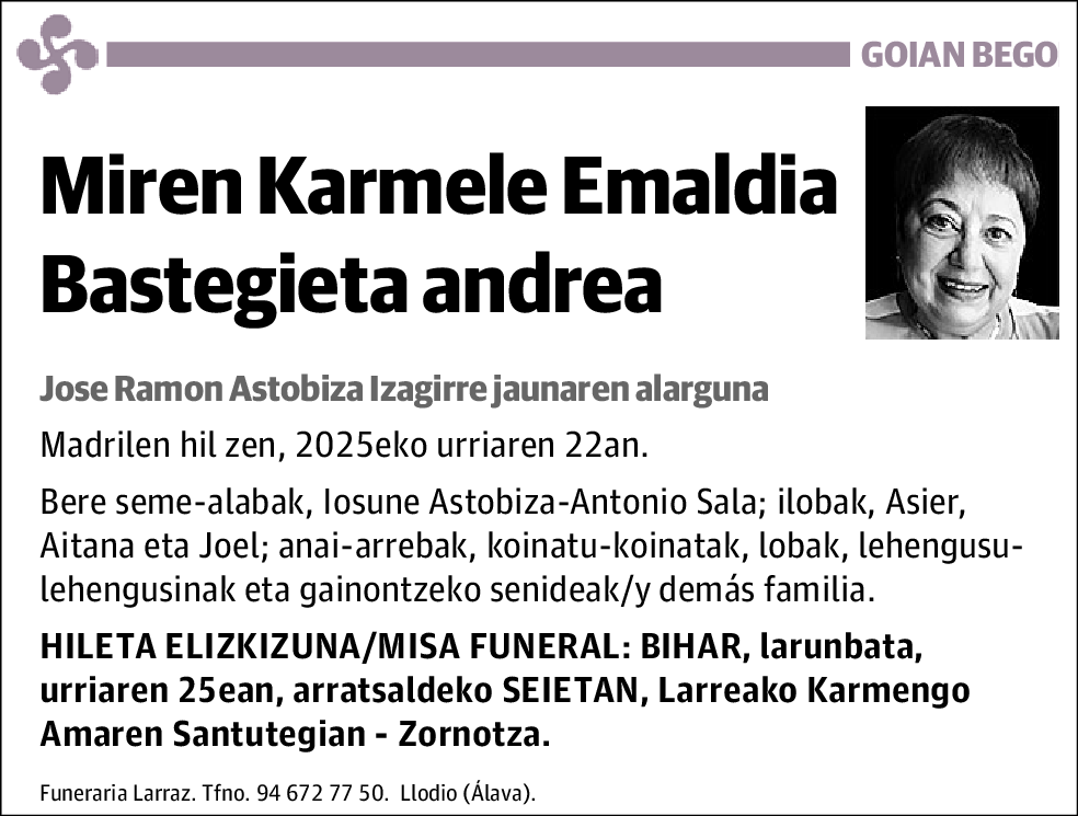 Miren Karmele Emaldia Bastegieta