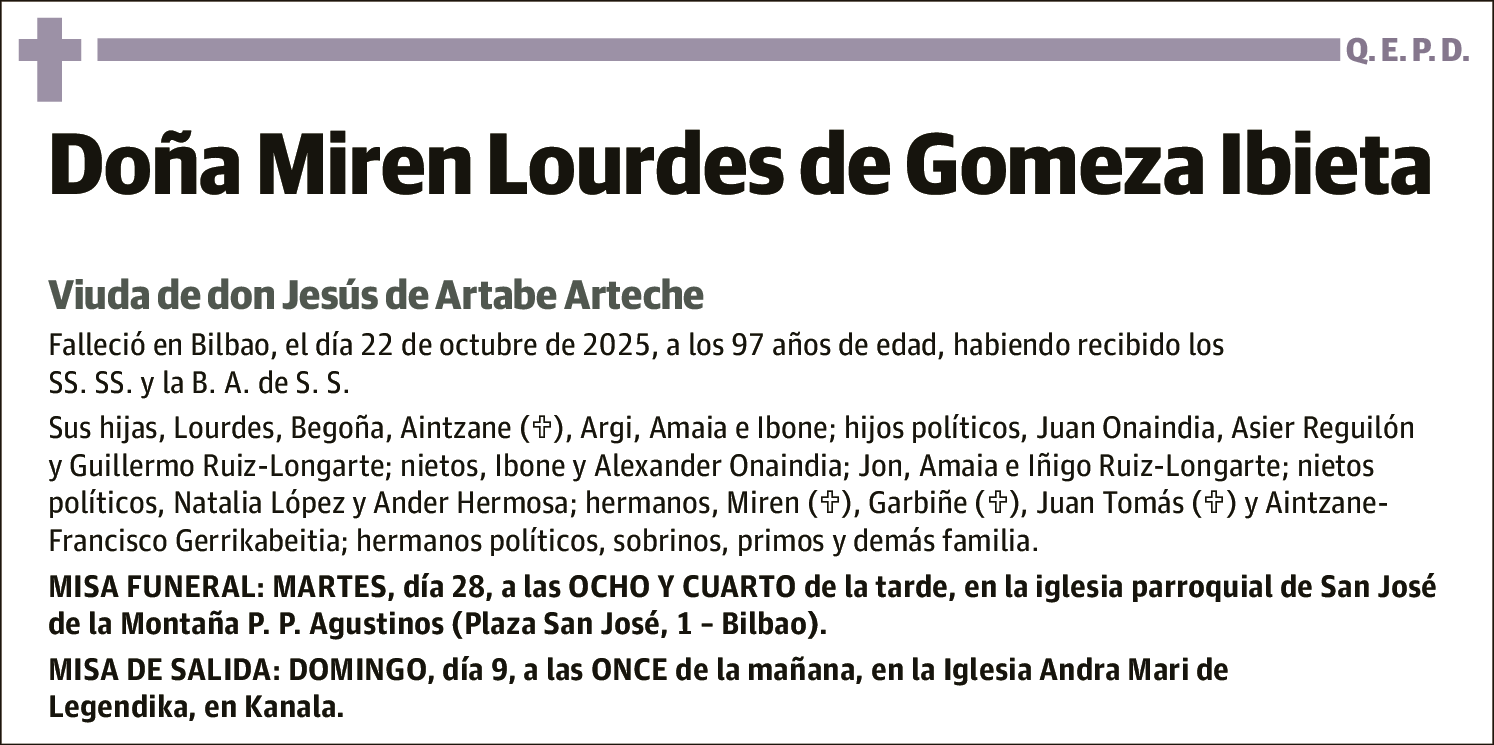 Miren Lourdes de Gomeza Ibieta