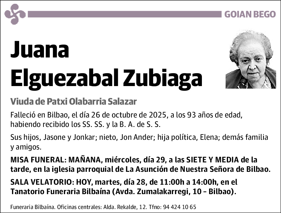 Juana Elguezabal Zubiaga