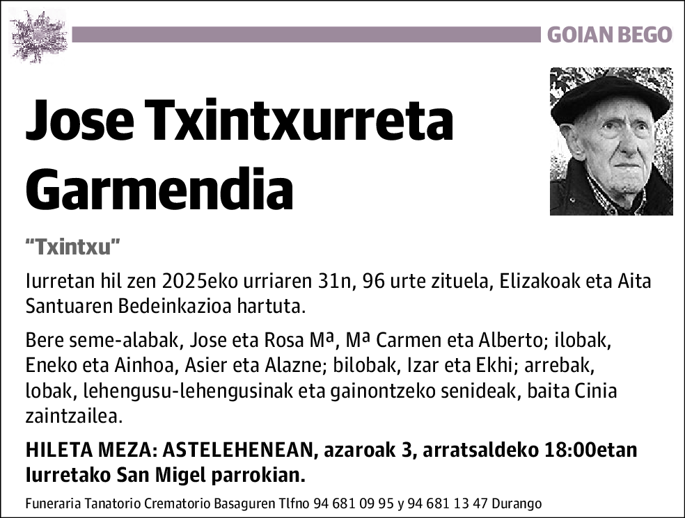 Jose Txintxurreta Garmendia