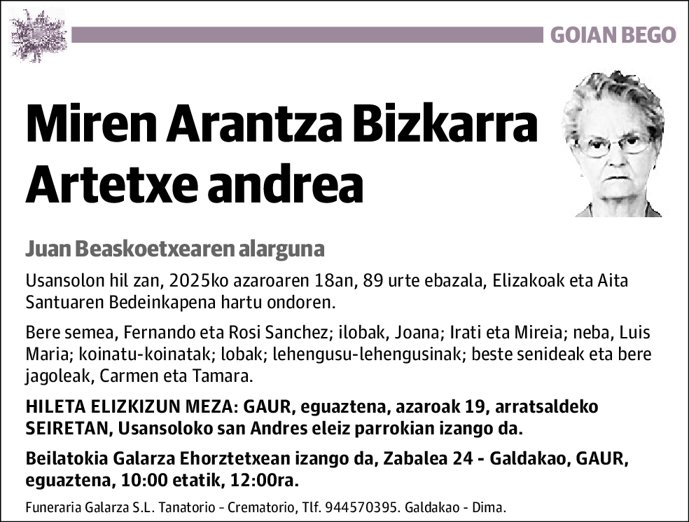 Miren Arantza Bizkarra Artetxe