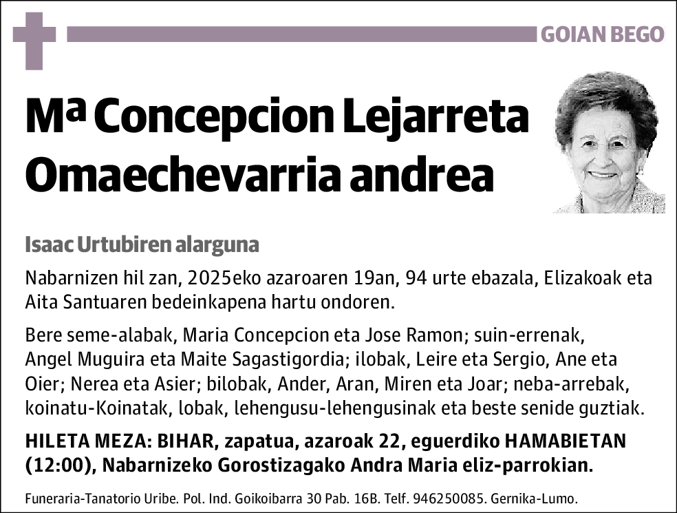 Mª Concepción Lejarreta Omaechevarria