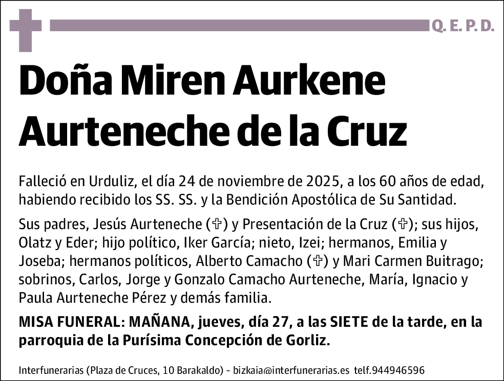 Miren Aurkene Aurteneche de la Cruz