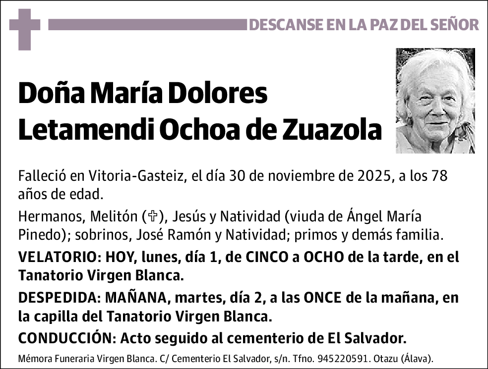María Dolores Letamendi Ochoa de Zuazola