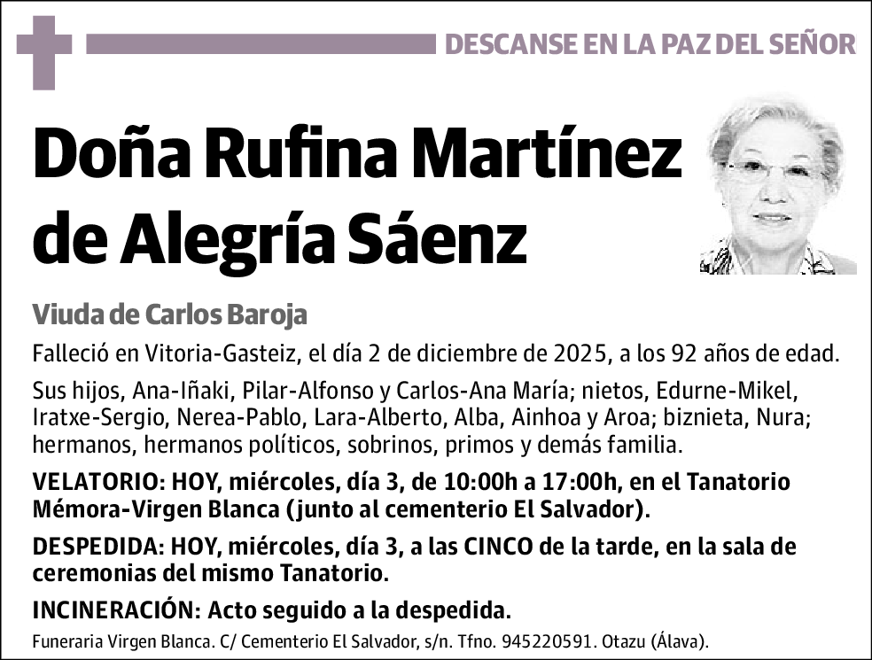 Rufina Martínez de Alegría Sáenz