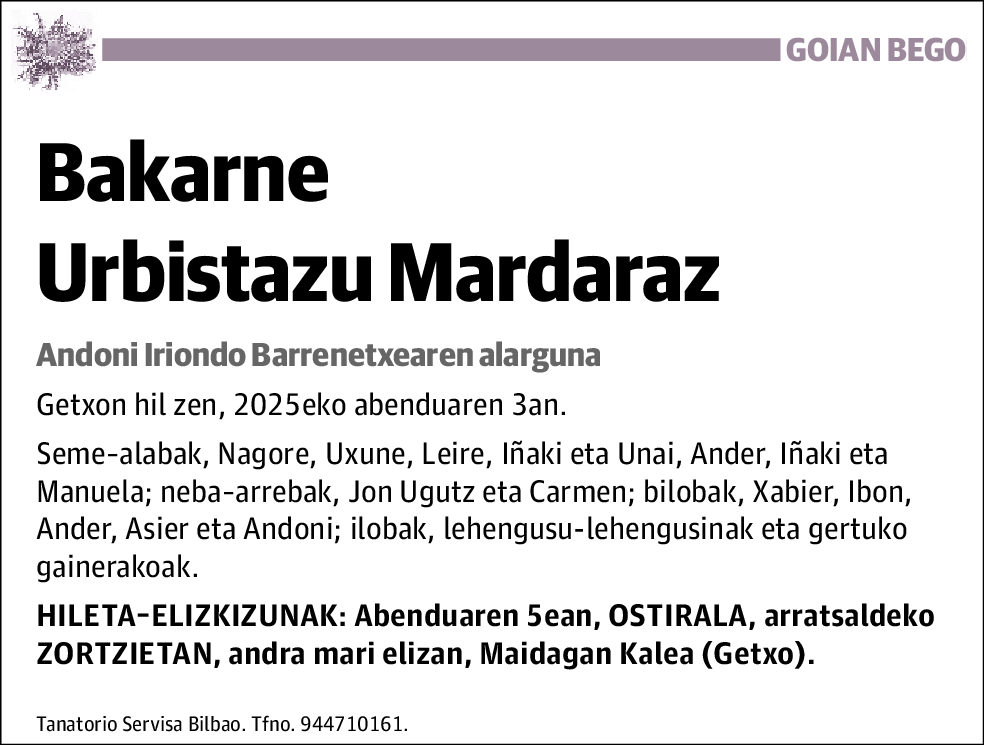 Bakarne Urbistazu Mardaraz