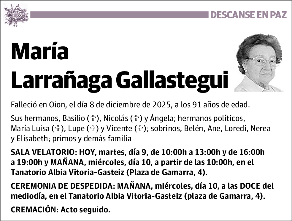 María Larrañaga Gallastegui