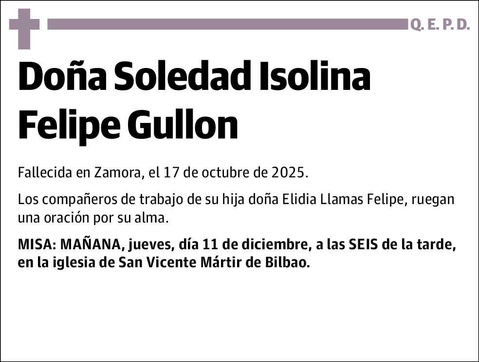 Soledad Isolina Felipe Gullon
