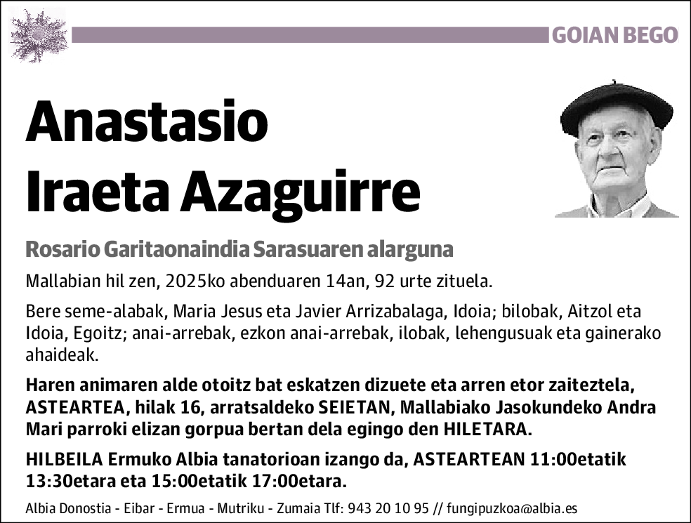 Anastasio Iraeta Azaguirre