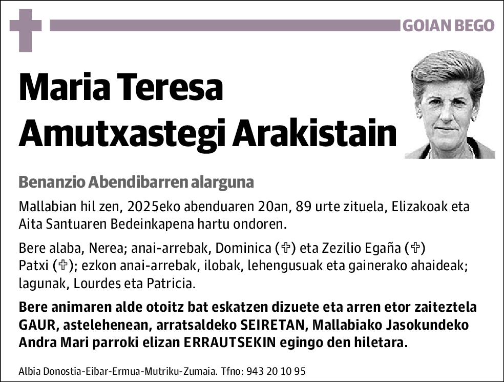 María Teresa Amutxastegi Arakistain