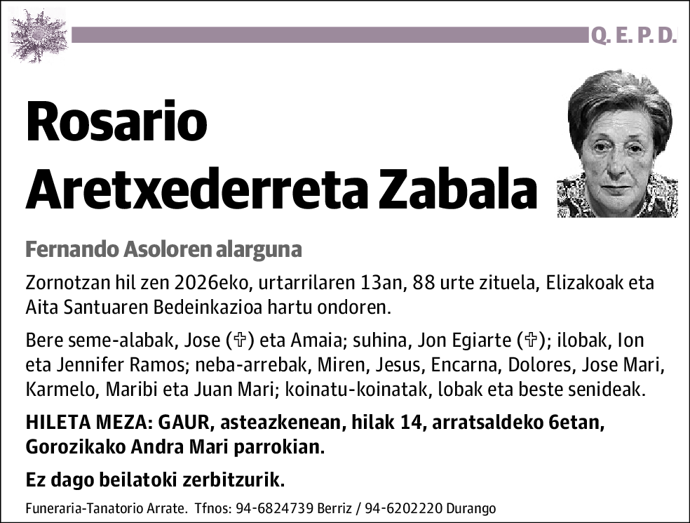 Rosario Aretxederreta Zabala