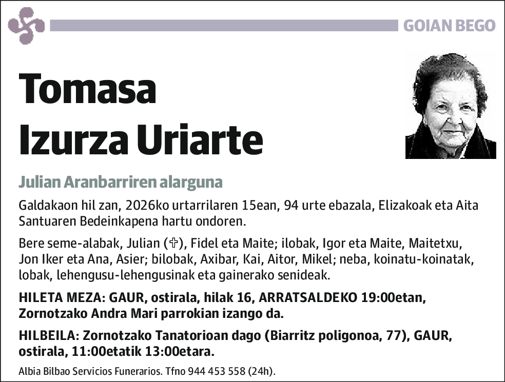 Tomasa Izurza Uriarte