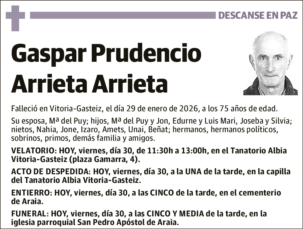 Gaspar Prudencio Arrieta Arrieta