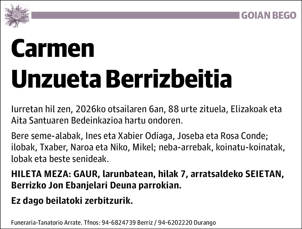 Carmen Unzueta Berrizbeitia