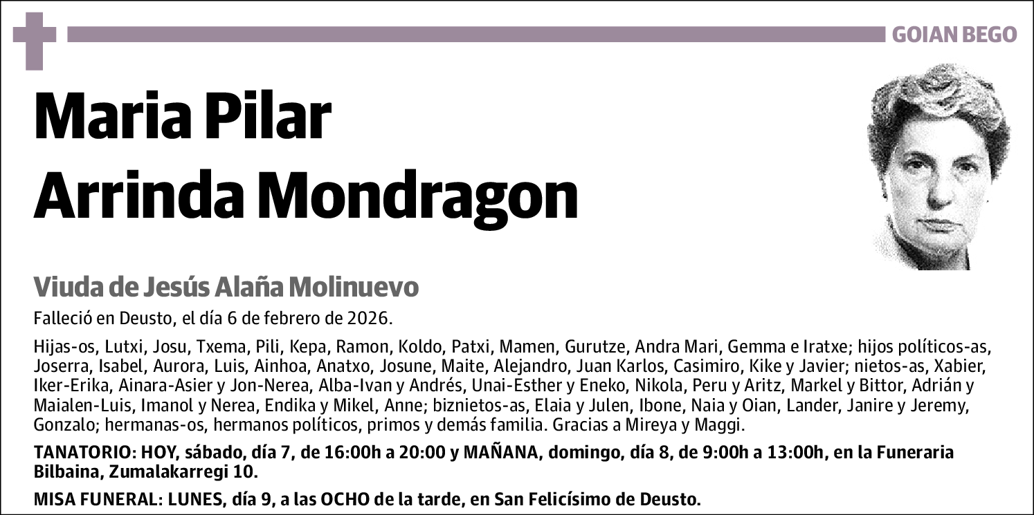 María Pilar Arrinda Mondragón