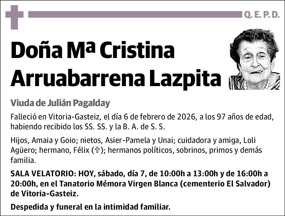 Mª Cristina Arruabarrena Lazpita