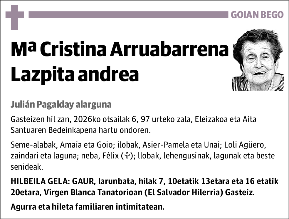 Mª Cristina Arruabarrena Lazpita