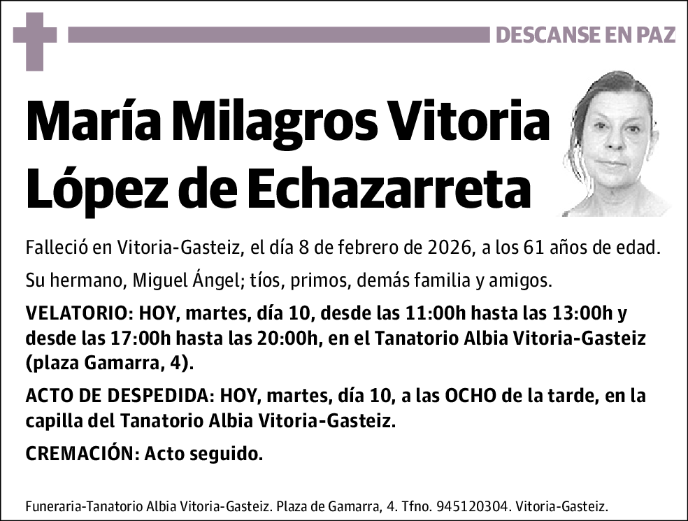 María Milagros Vitoria López de Echazarreta