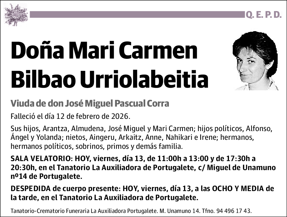 Mari Carmen Bilbao Urriolabeitia