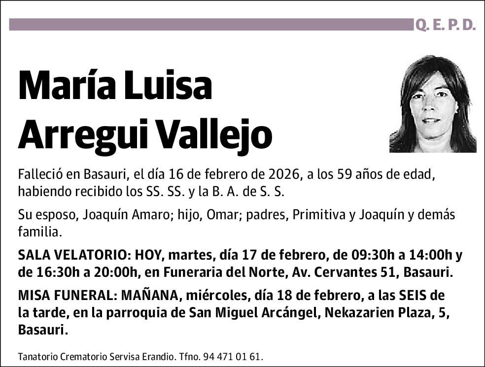 Maria Luisa Arriegui Vallejo