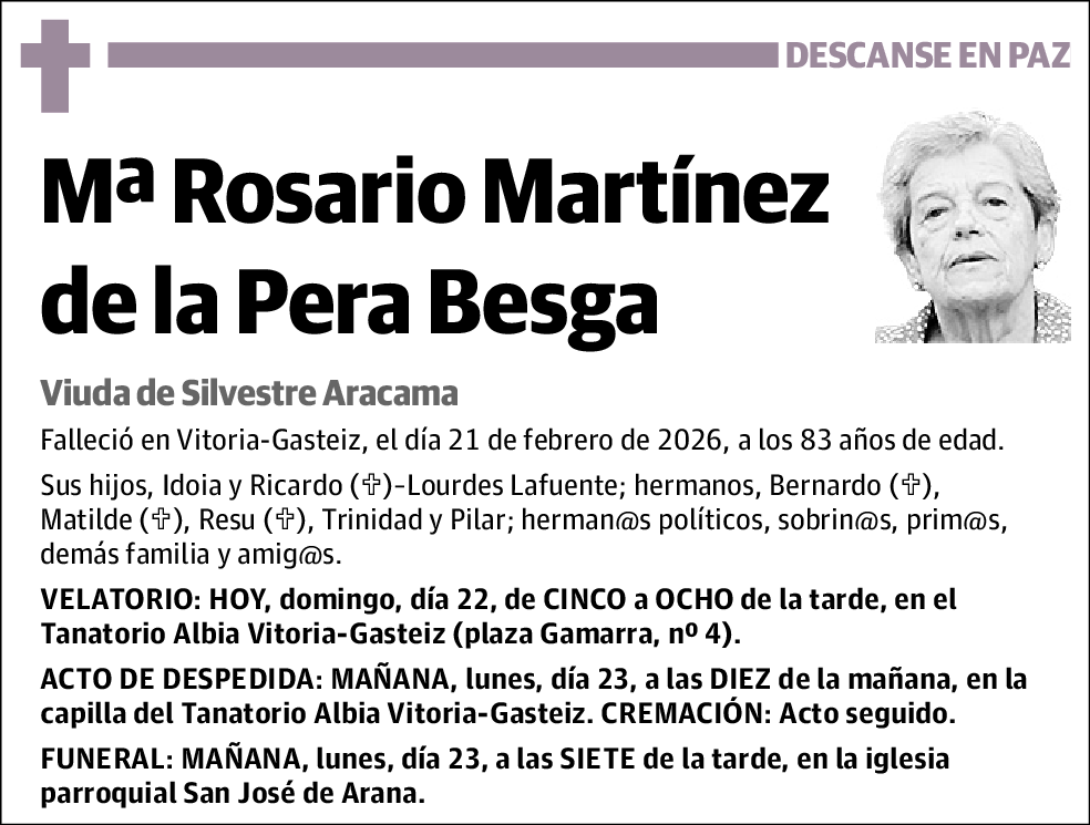 Mª Rosario Martínez de la Pera Besga